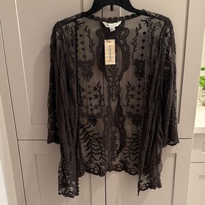 Sundance Mavis Charcoal Lace Overlay Kimono